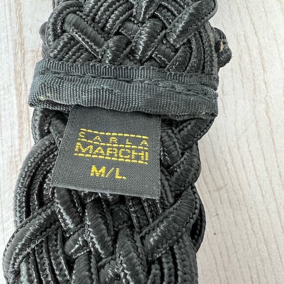 Carla Marchi belt women's M/L woven braided adjustable black rayon - Picture 7 of 9